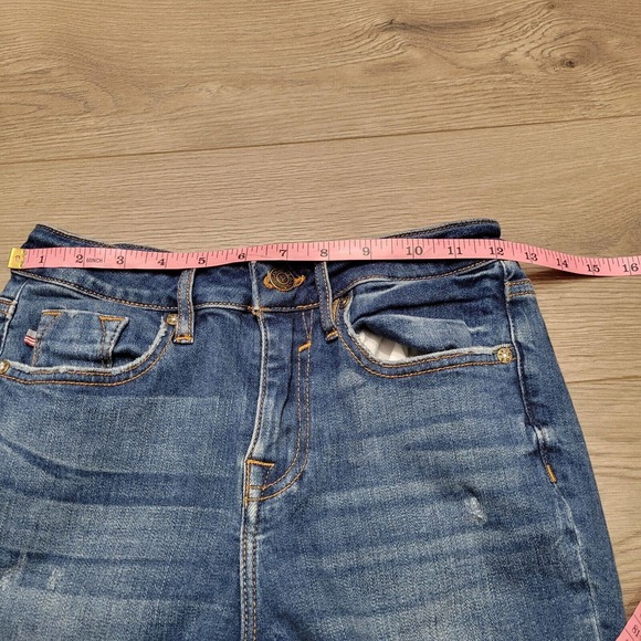 Vigoss Jeans Womens 24 Blue Stevie Crop Straight Distressed Thick Stitch 24x26 - Picture 8 of 11